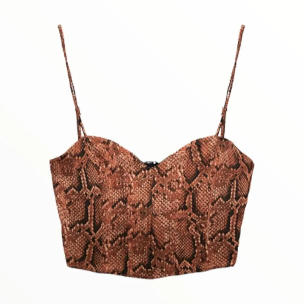 ZARA | Brown | ANIMAL PRINT CROP TOP - Picture 2 of 8